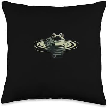 Bullfrog Floating in Calm Pond Water Throw Pillow