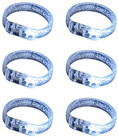 Generisch 6 braccialetti luminosi per feste, braccialetti luminosi a LED in acrilico, accessori, festival, regali promozionali, gioielli, accessori per eventi notturni, One Size, come descritto, come