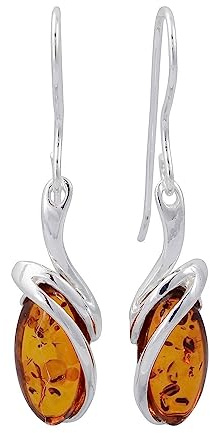Sterling Silver and Baltic Fish Hook Honey Amber Earrings Gemma