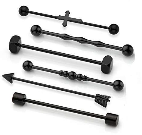 PiercingJ ak Lot de 10 boucles d'oreilles à tige en acier inoxydable pour homme et femme avec zircones cubiques pour piercing nasal, tragus, hélix, corps, 1 1/2 Inch 38mm, Acier inoxydable
