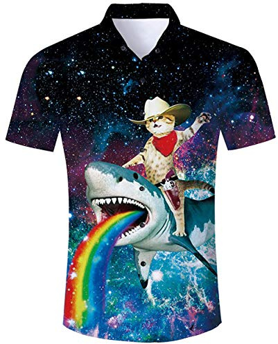 ALISISTER Camisa Hawaiana Hombre Camiseta de Manga Corta Adulto 3D Animal Divertido Impreso Luau Camisas Hombres Verano Aloha Fiesta Retro Ajuste Shirts Delgadas XL