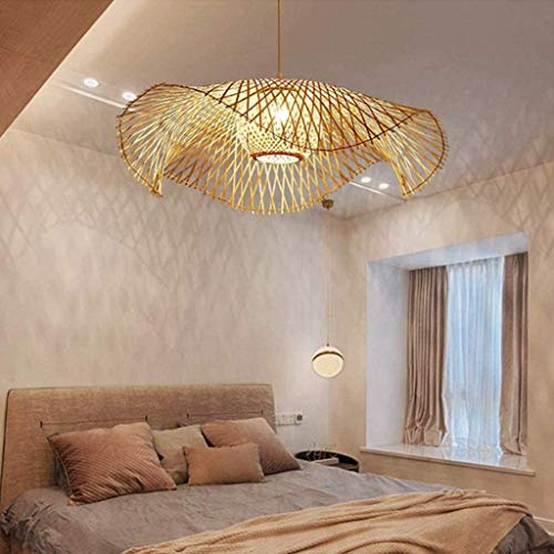 Hänglampor hängande lampa retro stil bambu rotting vävd takbelysning te rum vardagsrum lampa dekoration justerbar E27 ljuskrona personlighet bambu taklampor upphängning, 85 cm .