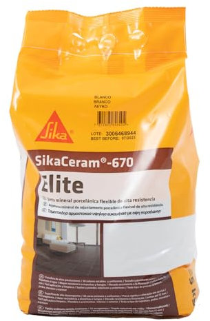Sika Ceram-670 Elite, Cioccolato, Guarnizione minerale Porcellana flessibile ad alta resistenza colorata per riempimento di fughe da 2-12 mm in paramenti e pavimentazioni 5 kg