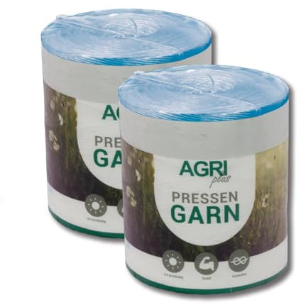 AGRI plus Pressengarn in Blau I 2 Stück à 5 kg I 500 m/kg I Hochwertiges Garn für Hochdruckballen-Pressen I Langlebiges Landwirtschaftsgarn aus PP I Witterungsbeständig, robust & reißfest