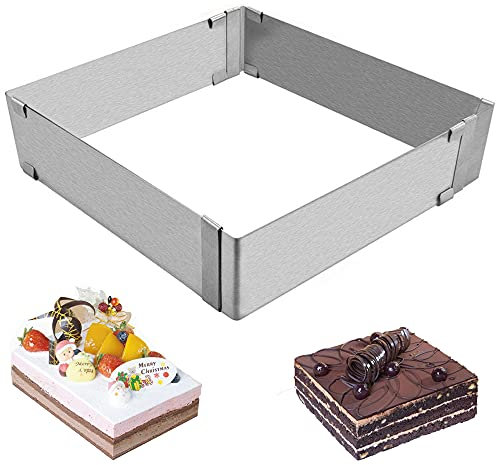 Bhina Kuchen Ring Aus Edelstahl,Verstellbare Kuchenformen,Kuchenform Aus Edelstahl,Rechteckige Mousse Ringe,Zur Herstellung Von Quadratischen Kuchen,Mousse,Tiramisu (15-27,5 cm)