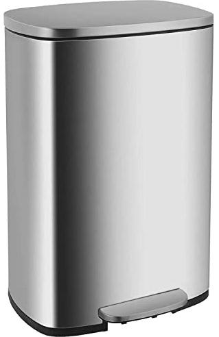 PayLessHere 13.2 Gallon(50L) Trash Can, Fingerprint Proof Stainless Steel Kitchen Garbage Can with Removable Inner Bucket and Hinged Lids, Pedal Rubbish Bin for Home Office