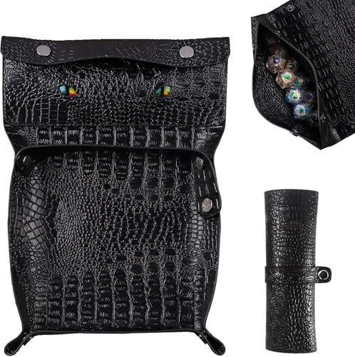 DND Würfelablage mit Würfelbeutel, 2 in 1 Würfelablage Tasche, PU Leder DND Würfelablage, Würfelrollenablage, DND Würfelablage und Aufbewahrung, DND Tray für DND, RPG, Würfel/Brettspiele und andere