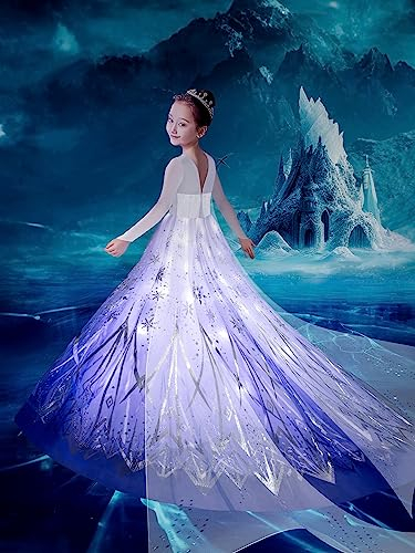 UPORPOR LED Leuchtendes Prinzessin Kleid Mädchen, Weihnachtskleid für Mädchen, Halloween LED Kostüm für Teenager, Verkleidung Karneval Cosplay Geburtstags Party 120