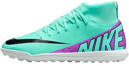 NIKE Jr Superfly 9 Club Tf High, Hyper Turq Fuchsia Dream Black White, 2 UK