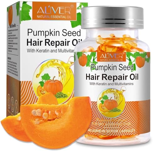 P-Beauty Cápsulas de aceite capilar Aceite de semillas de calabaza, queratina y biotina 40 cápsulas de uso externo -cuidado del cuero cabelludo y del cabello - contra las puntas abiertas