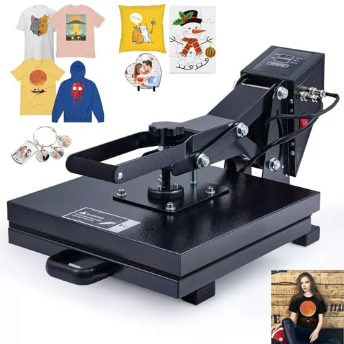 38x38cm Heat Press Machine for T Shirt, 1400W Sublimation Heat Press with Digital Control Dual Heating Tubes, 220V Multipurpose Heat Transfer Machine for Pillows Mouse Pads Tote Bags