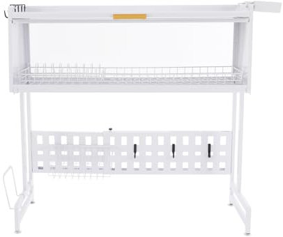 Rejilla para Escurrir La Vajilla, Rejilla para Escurrir Encima del Fregadero, Rejilla Extraíble para Secar La Vajilla Escurreplatos, Escurreplatos sobre Fregadero, 82 * 32.5 * 18cm Blanco