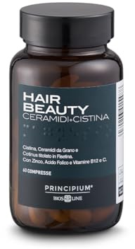 BIOS LINE Principium | Hair Beauty Integratore Alimentare Capelli e Unghie, 60 Compresse, Cistina, Ceramidi, Fisetina, Zinco, Vitamine B9, B12, C