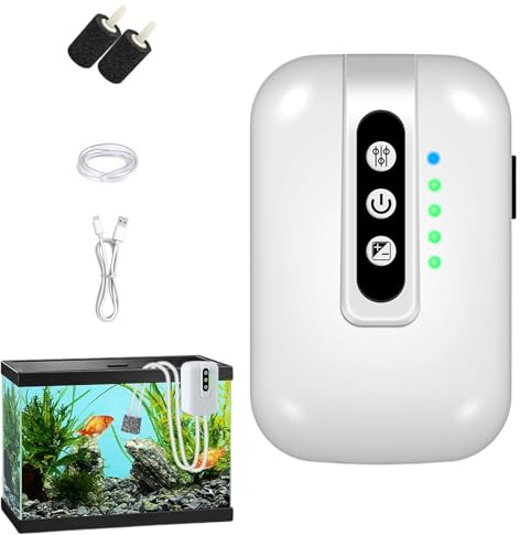 Bomba de Aire para Acuario - Bomba De Oxígeno para Peces | Aerador Recargable por USB para Acuarios de Agua Salada y Agua Dulce, para Jardín Acuático, Betta, Camarones y Cebo para Pesca