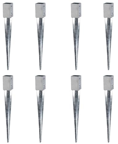 Alberts 8er Set Einschlag-Bodenhülse | für Vierkantholzpfosten | feuerverzinkt | 46 x 46 mm | Gesamtlänge 550 mm