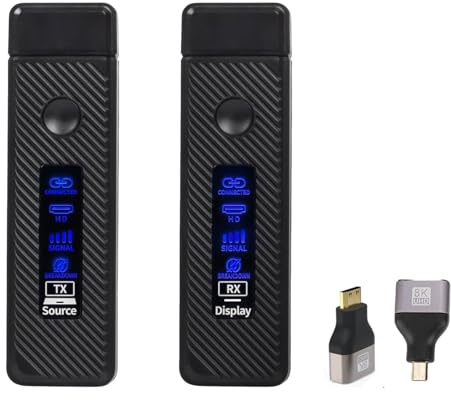 PUSOKEI Trådlös HDMI -sändare och Mottagare, 4K Avkodar Inmatning 1080p Utgång, HDMI Extender Kit, 2.4G 5G för Video och Ljud för Att övervaka Från PC Projector TV Box (Svart styrenhet)