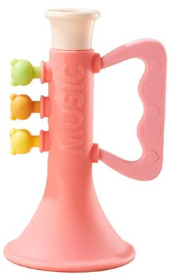 Hellery Juguete de Trompeta para soplar, Juguete Musical, para Fiestas, soplador, Desarrollo, cómodo Agarre, Trompeta de Silicona, Cuerno para niños, Rosa