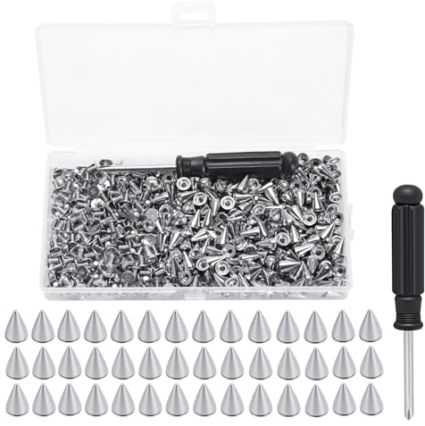 300 st dekorativa nitar set punknitar, spikes nitar studs, silver metall punk konformade studs, knappnitar skruvnitar set, killernitar för DIY-hantverk väskor kläder skor läder