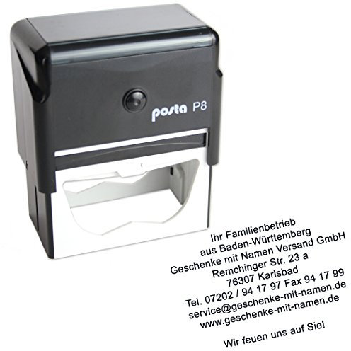 Stempel Posta Modell XXL mit Ihrem Wunschtext, für bis zu 10 Zeilen Text, für zigtausend Abdrücke