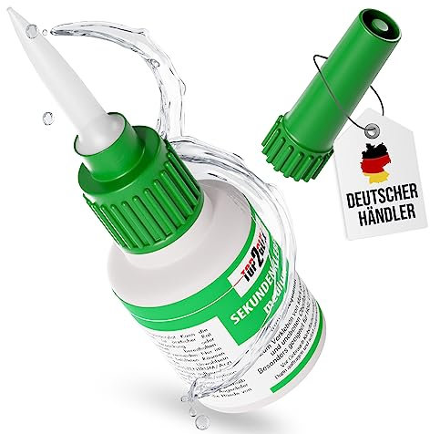 Sekundenkleber hochfest mittelviskos 50g - extra starker Cyanacrylat Kleber - wasserfest, Aquarium Pflanzen geeignet, hitzebeständig, Industriequalität - Spezial Verschluss Top2Glue (1 Flasche)