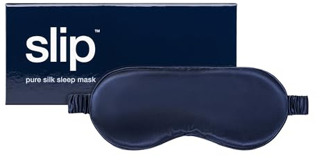 SLIP Schlafmaske aus 22 Momme Maulbeer Seide - verdunkelnde Augenmaske aus Seide, Einheitsgröße mit Gummiband, sanft zur Haut, Dunkelblau