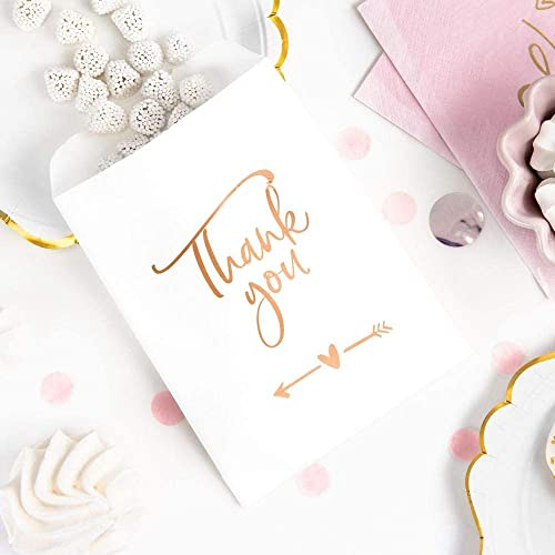 Papier-Tüten / Party-Tüten / Candy-Bar-Tüten THANK YOU in weiß & rosé-gold Zubehör Hochzeit Candy-Bar Hochzeit-s-Deko-ration Verpackung-en Gastgeschenk-e / Party-Tüten Papier-Tüten Danke (12 Tüten)