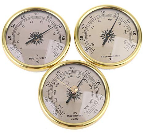 BIlinli 3 IN 1 Luftdruckprüfer Thermometer Hygrometer Barometer Wettervorhersage Wetterstation Feuchtigkeitsmesser 72mm