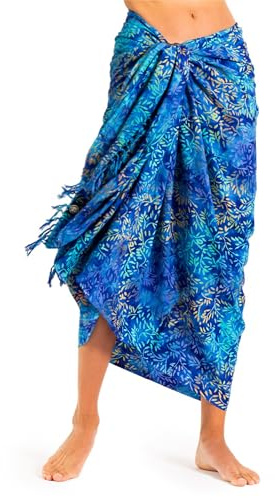PANASIAM Paréo Tons Bleus - Paréo Opaque en Viscose - Jupe Portefeuille | Pour femme & homme, comme paréo de plage, robe de plage légère, cache-maillot léger, pièce artisanale unique