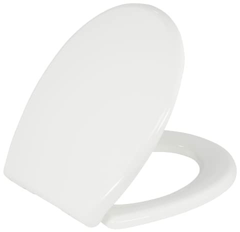 Soft Close Toilet Seat Round with Lid BR500-00 White, Comfortable, Durable, Sturdy, Stain-Resistant and Easy to Clean, Fits All Toilet Brands, Executive Series by Bath Royale