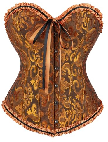Bslingerie® Women Gothic Floral Lace Satin Overbust Corset