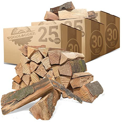 Woodlogger 90 KG Brennholz aus Buche I trockenes Kaminholz I ofenfertiges Feuerholz I reines Buchenholz I Holz für Kaminofen, Lagerfeuer, Feuerschalen, Ofen I Grillholz (Holz-Scheitlänge: 25 cm)