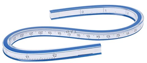 Flexibel mätlinjal, dubbelsidig flexibel vinyl kurva linjal för teknisk ritning, plaggdesign och undersökning (40 cm/15,75 tum)
