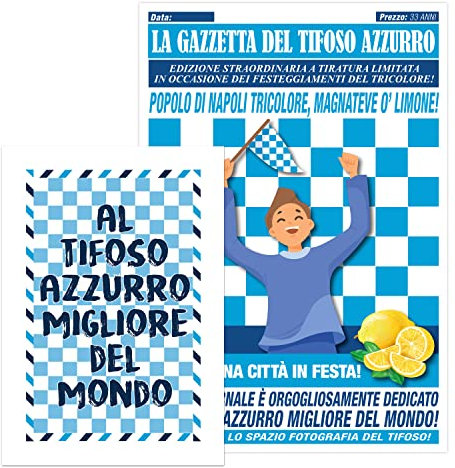 Giornale Popolo di Napoli 2023 Originale – La Gazzetta del Tifoso Azzurro Magnateve ‘o Limone – Napoli Gadget Idea Regalo Calcio Originali – Idee Regali Divertenti per Tifosi