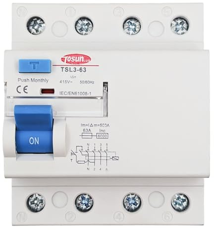 Interrupteur différentiel triphasé 30mA 6KA 3P+N type AC (63A)