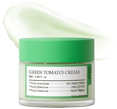 Fully Crema viso al pomodoro verde, sollevamento del pore con estratto di pomodoro verde al 65% e vitamina C, idratante per il viso per idratazione ed elasticità, senza fragranze, vegano e