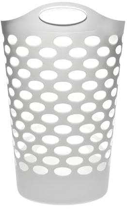 Tall Flex Laundry Basket Plastic Hamper for Clothes, Bedroom, and Storage with Handles 17.75 x 17.25 x 26, White