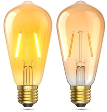 TobeBright Vintage E27 LED Edison Screw Bulb 20W Equivalent,2W ST58 Lagre Edison Screw Vintage Light Bulb Warm White 2700K,Retro Low Watt Light Bulbs for Decorative,20W Equivalent,Non Dimmable,2 Pack