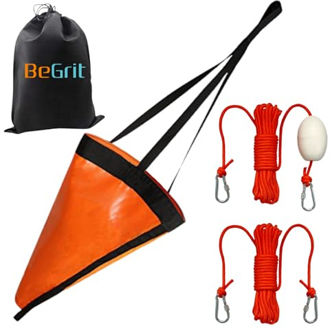 BeGrit Ancla Flotante de Barco 24 Pulgadas Flotador de Pesca Ancla de Deriva Drift Sock Sea Anchor Juego de Cuerda Boya Flotante de Anclaje de mar para Barcos de 5 m Sistema de Freno de mar