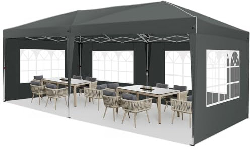 CAROMA Pop up Pavillon Partyzelt Faltpavillon 3x6m mit 6 Seitenwänden,Khaki