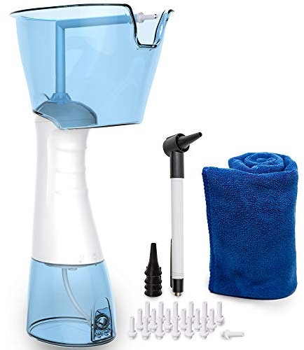 Kit Elettronico per Pulizia Orecchie Tilcare - Elettrico Cerume Orecchie Pulitore per Adulti e Bambini - Macchina per la irrigazione dell'orecchio - Con Otoscopio, Asciugamano in Microfibra e 30 Punte