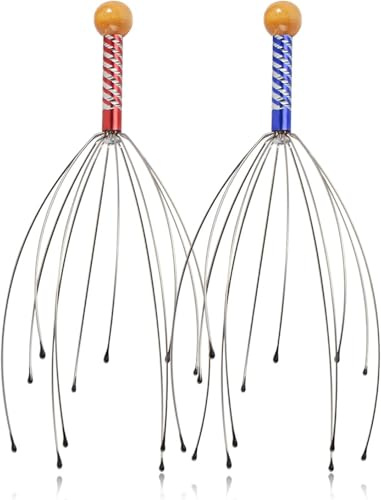 2Pcs Head Massager, Handheld Head Scratcher Tingler Massage for Deep Relaxation, Scalp Massager, Stress Relax, Improved Design and Head Whisk Massager for Head Hair Body Massage