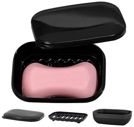 Porte-Savon de Voyage avec Couvercle | Porte-Savon avec Couche de Drainage et Couvercle – Boîte de Rangement Portable pour Le Camping, la randonnée, la Salle de Sport