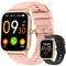 Smart Watch for Women Fitness Tracker: Rose Gold Make/Answer Call Smart Watches for Women Waterproof Digital Mens Watches Running Android Phone iPhone Samsung Compatible (Pink)