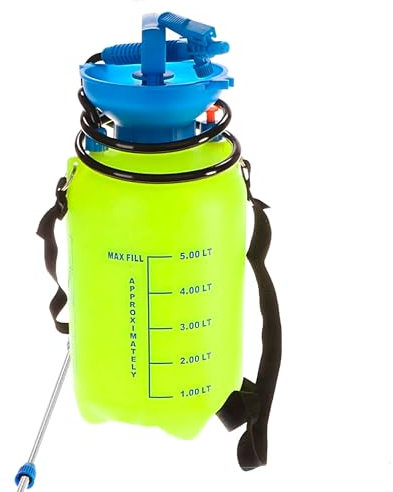 H&F Heimtextilien Drucksprüher 5L – Handpumpe Sprühgerät mit Verstellbarer Düse, Langer Lanze & Tragegurt – Gartenspritze für Pflanzenpflege, Reinigung & Desinfektion