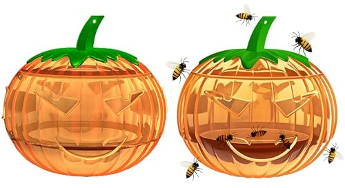 XSQD 2 Piezas Trampas para Avispas Jardín, Fly Trap De Calabaza Forma, Puede Colgar Trampas Insectos Reutilizable, Trampa Avispas Amigable con Los Animales, Pueden Utilizar En Interiores y Exteriores