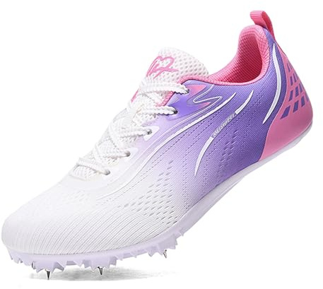 sekiueo Zapatillas De Atletismo para Hombre Mujer Niño Y Niña Ligeras con 7 Clavos para Carreras Saltos,Púrpura,34 EU