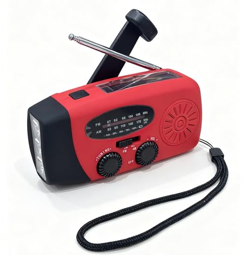 Wind Up Solar Radio, Survival Hand Crank AM/FM Emergency Weather Radio, 2000mAh Rechargeable USB Phone Charger, SOS Alarm, LED Bright Flashlight for Outdoor Camping, Hiking