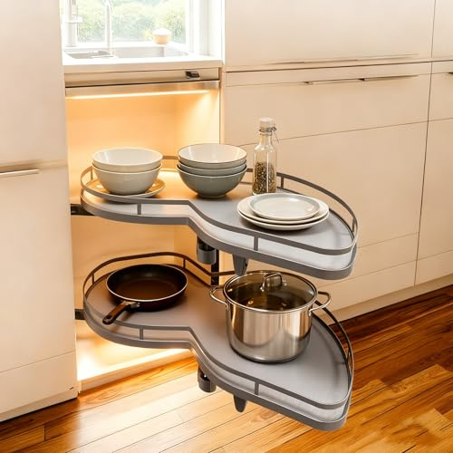 RRrawgff Cajones Extraibles Para Cocina Bandeja Extraible Armario Cocina, Mueble Esquinero Cocinas, Organizador Extraible Cocinas Bandeja Extraibles Armario con 2 Estantes Giratorios