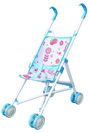 ＡＷＨＡＯ Doll's Pram, Foldable, Role-playing Toy (doll Not Included), Educational Party Favor, Pram for Ages 3 And Up, Blue