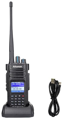 Retevis Ailunce HD1 10W DMR Amatörradio, Dual Band, Digital Two Way Radio, Type-C 3200mAh batteri, IP67 vattentätt, 16 Keys DTMF, kompatibel med annan skinka radio och Two Way Radio (1 st, svart)